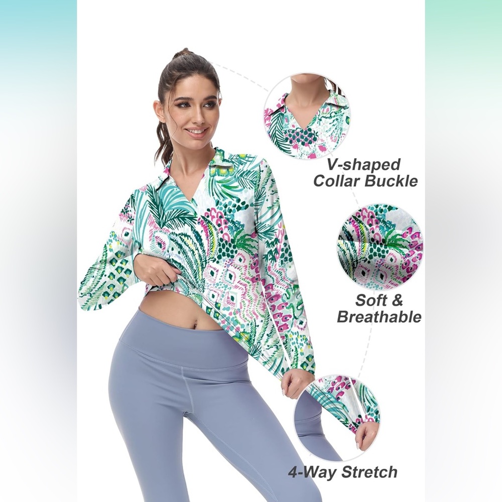 Women's Button Down Floral Shirt - Green, Pink, White